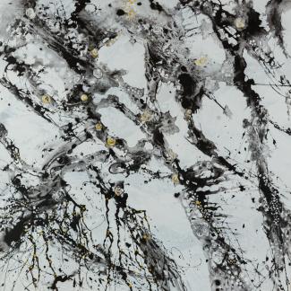 Sidarap, le jardin du peintre I. 120x120 cm. 2015. CARITEAU- Tableau d'Odile Cariteau